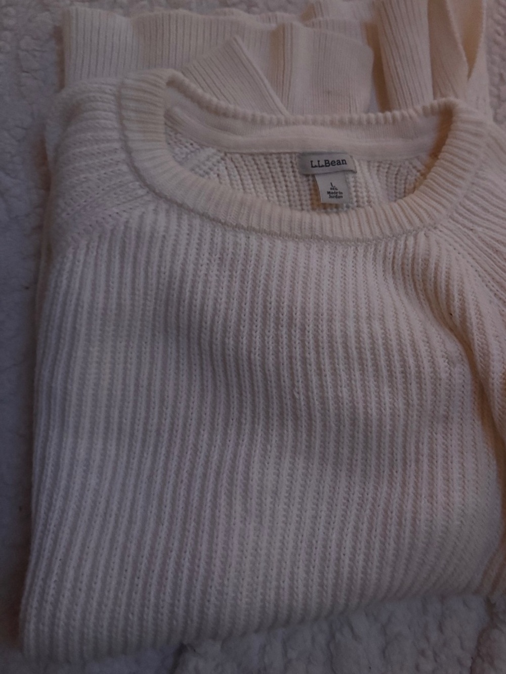 LL bean cream sweater 100% cotton size large